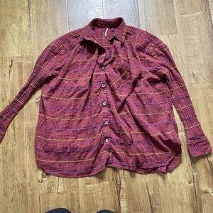 Womens free people flannel size‎ xsmall xs red